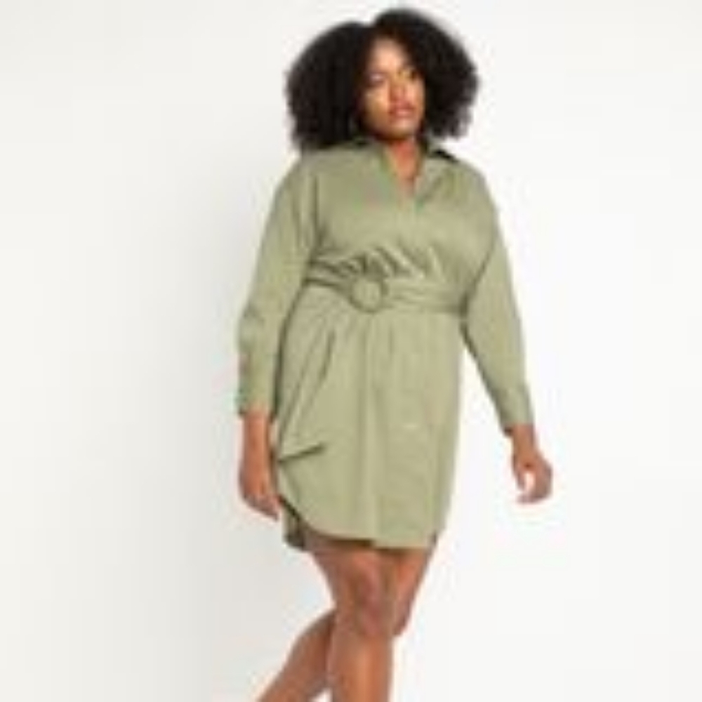 Eloquii olive shirt dress size 14 14P